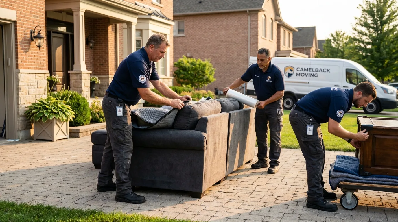 Large estate moving crew wrapping furniture in Melbourne, AR